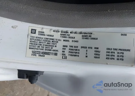 2008 Chevrolet Colorado from USA, damaged, VIN 1GCCS149888211188